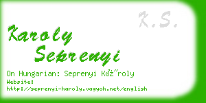 karoly seprenyi business card